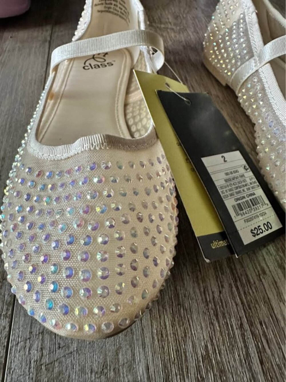 Rhinestone Ballet Flats Sz 2
